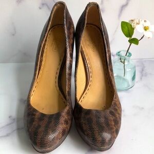 Coach Snakeskin Platform High Heel Pumps Brown Size 8.5B